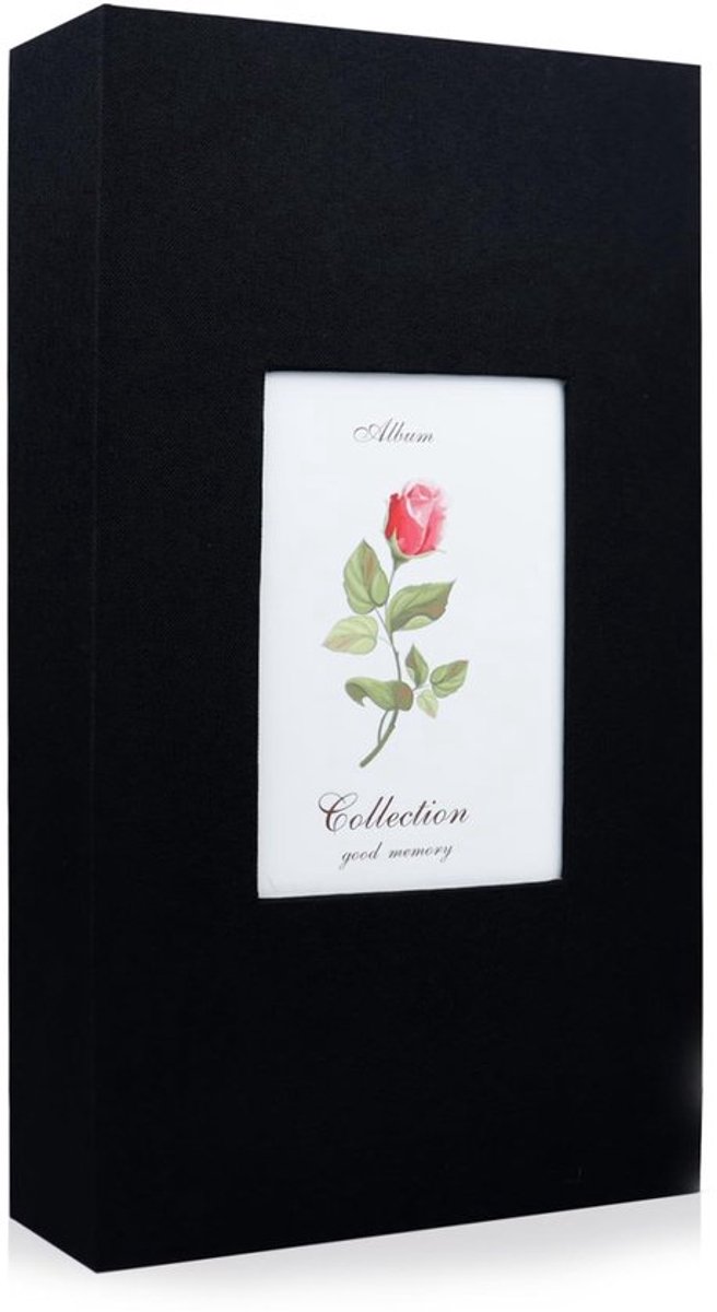 Andiker Fotoalbum, fotoalbum 6 x 4 cm met 14 x 9 cm fotovenster voor 300 foto's, 33 x 18 x 5 cm, linnen fotoalbum voor bruiloften, familiefeesten, feesten om het leven vast te leggen (zwart)