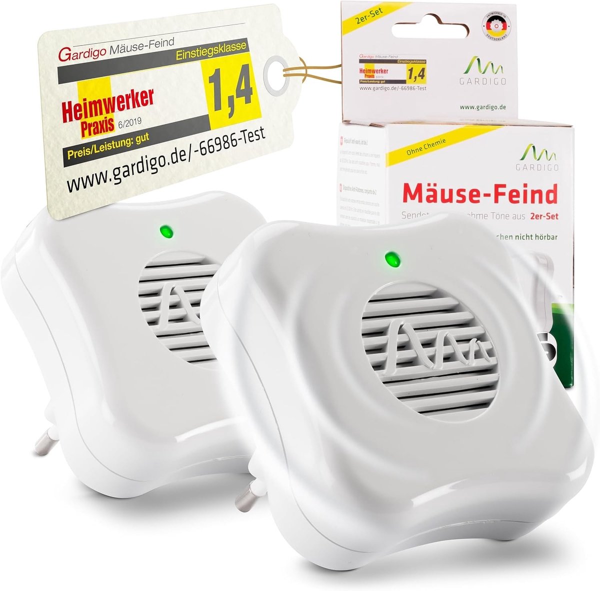 Muizenverjager - Wit - 6,5 x 6,5 x 68 cm - Ultrasone Geluidsafweer voor Thuisgebruik