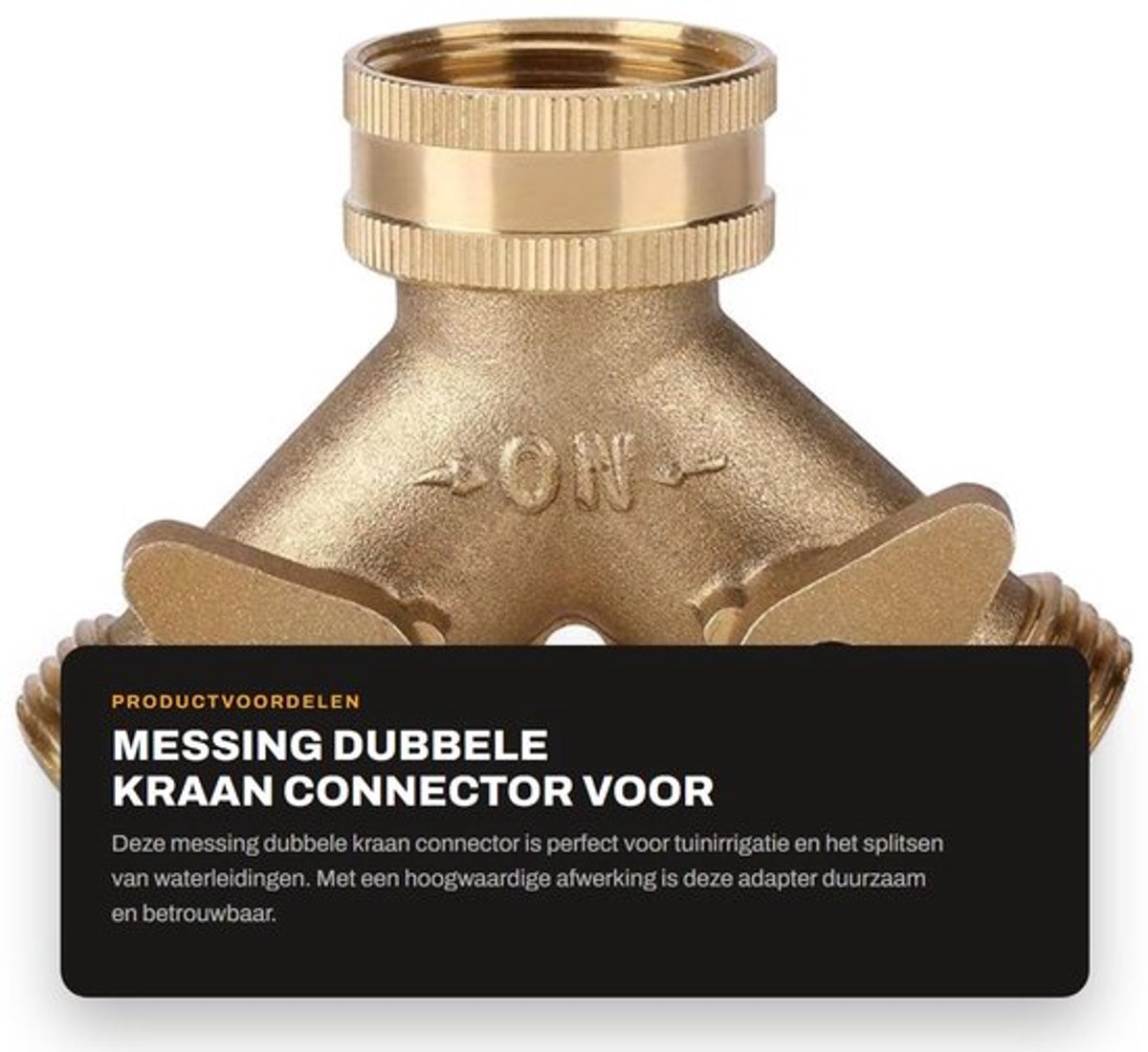 Messing Dubbele Kraan Connector voor Tuin Irrigatie