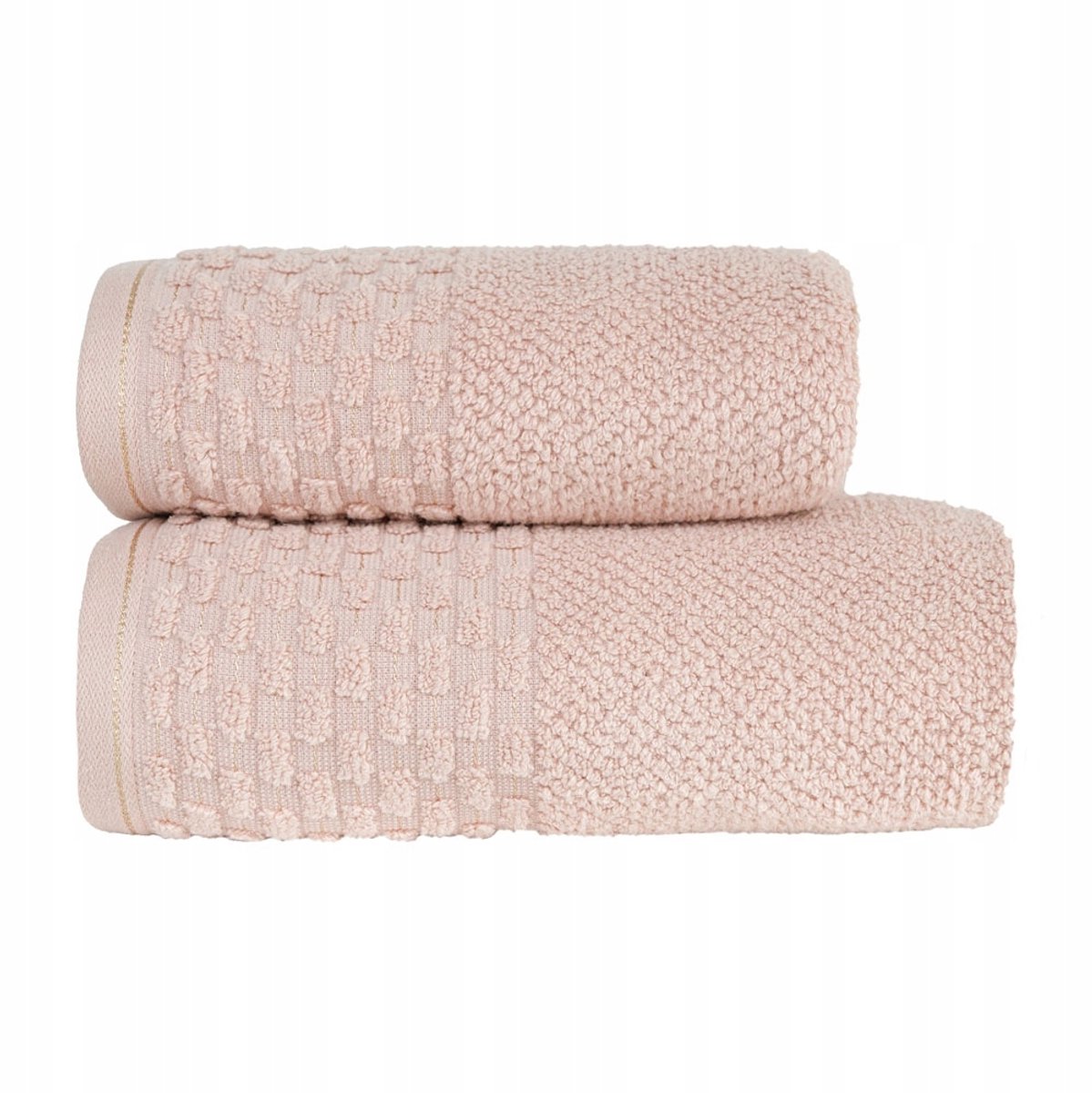Luxe Roze Katoenen Badstof Handdoek 50x90cm met Gouden Draad