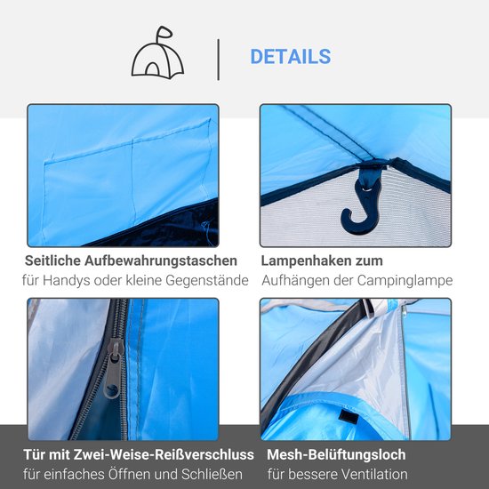 COVREO Tunneltent 426x206x154 cm lichtblauw polyester, voor 2-3 personen — afbeelding 5