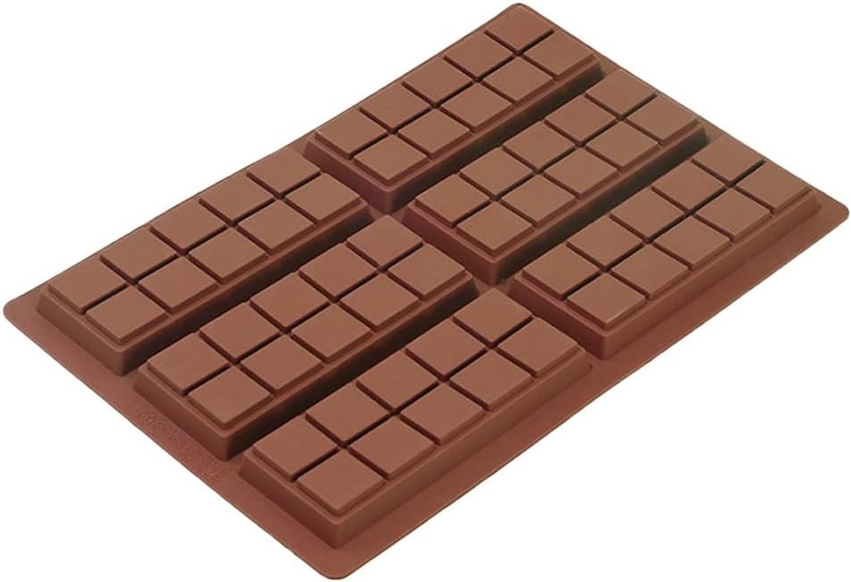 Siliconen Chocoladevorm voor 6 Blokken, Perfect voor Chocolade, Bonbons en Snoepjes Bakken
