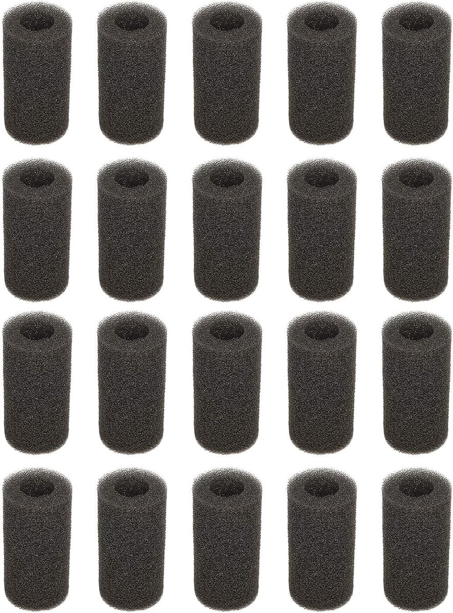 SnelShoppen - 20 Stuks Aquarium Filter Spons, Inlaatfilter Prefilter Foam Rollen, Vervangingsset voor Vijver en Aquarium, Medium (Grote Opening), Gema