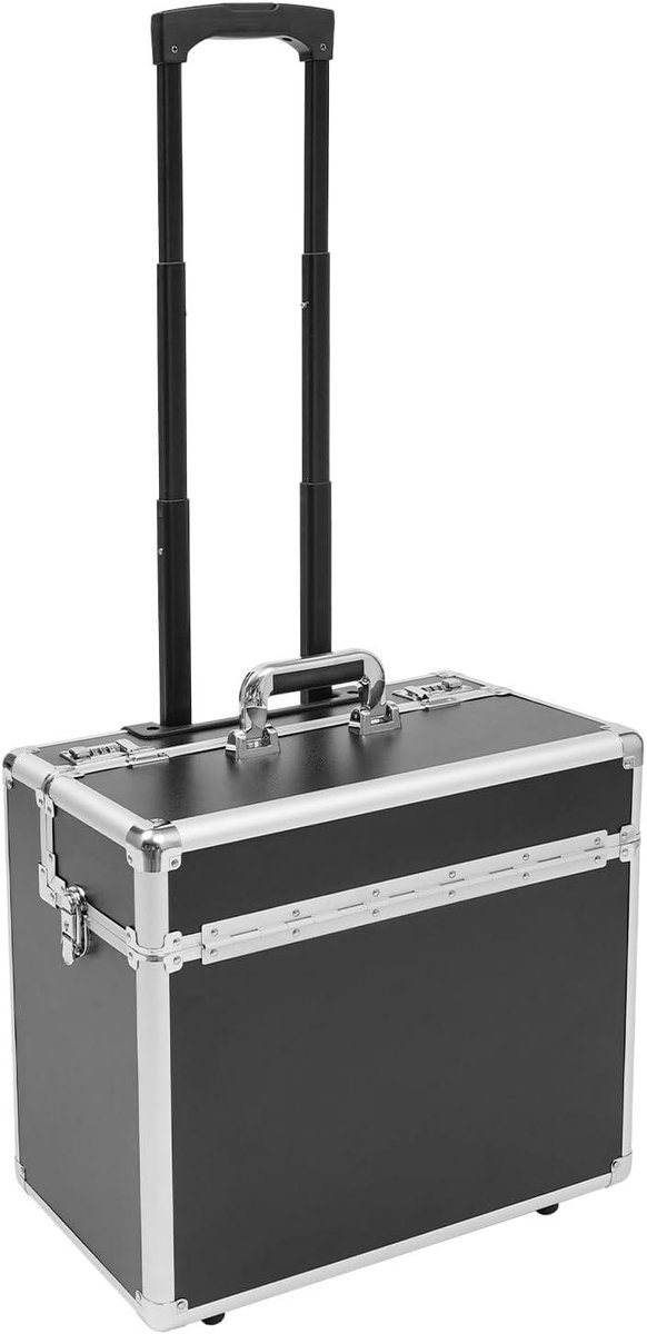 Documentenkoffer Aluminium - Mobiele Opbergkoffer - Veilig Documenten Vervoeren - Dubbel Slot Systeem - 48.5 x 23 x 39 cm