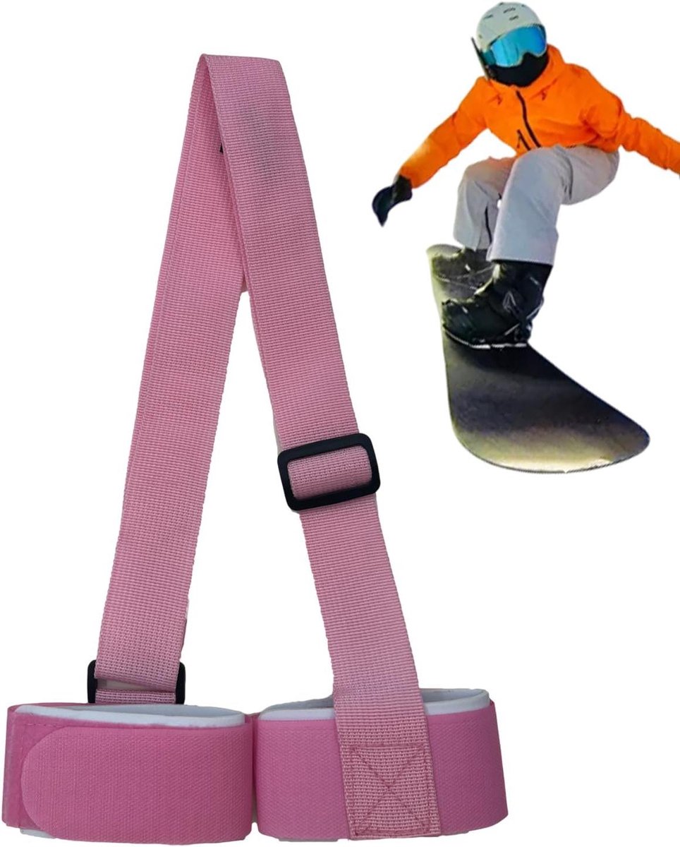 Ski Carrier Strap - Skidrager Riem - Ski Transport - Handsfree Systeem - 115 cm - Roze