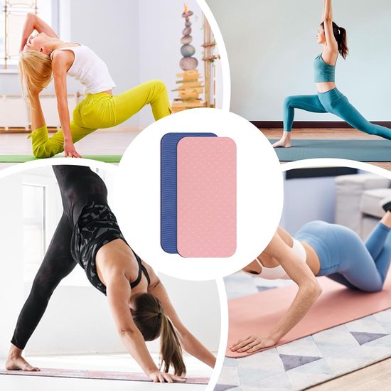 Oefenmat Elleboog Knie - Workout Pad - Fitness Binnen - Hoge Dichtheid Demping - 35 x 18 cm - Roze Blauw — afbeelding 3