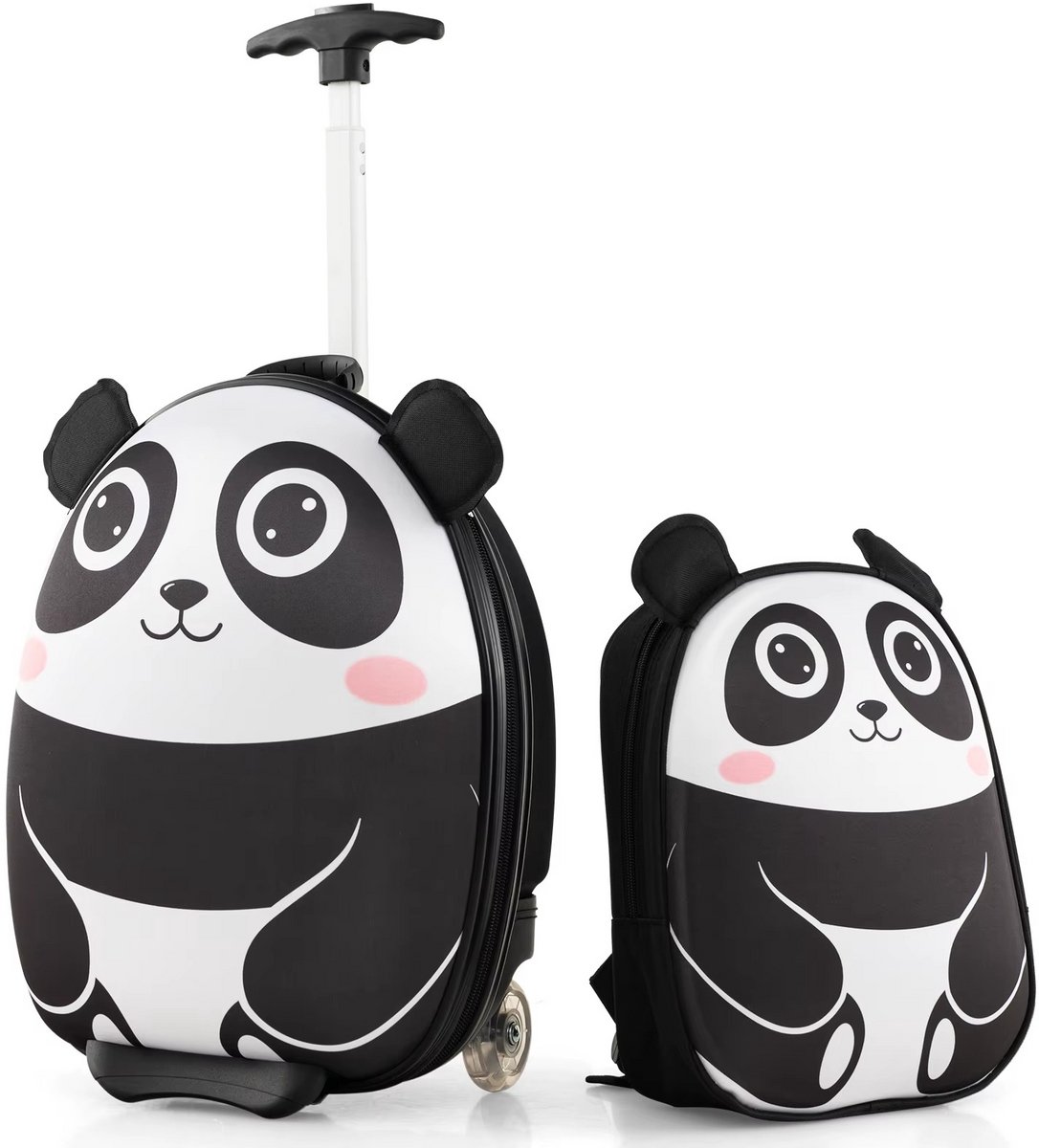 JOYNEXTBUY - Kinder Koffer Set - Rugzak – Panda Design – Trolleykoffer – Handbagage Set – Reiskoffer - Kinderen – Zwart - Wit