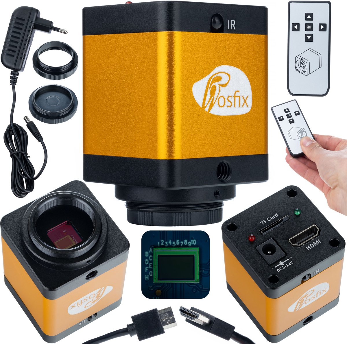 Rosfix Microscoopcamera KMPP-HDMI-TF - 12MP HDMI 720P Live - 1/2'' CMOS, Foto 1600x900, MicroSD 32GB