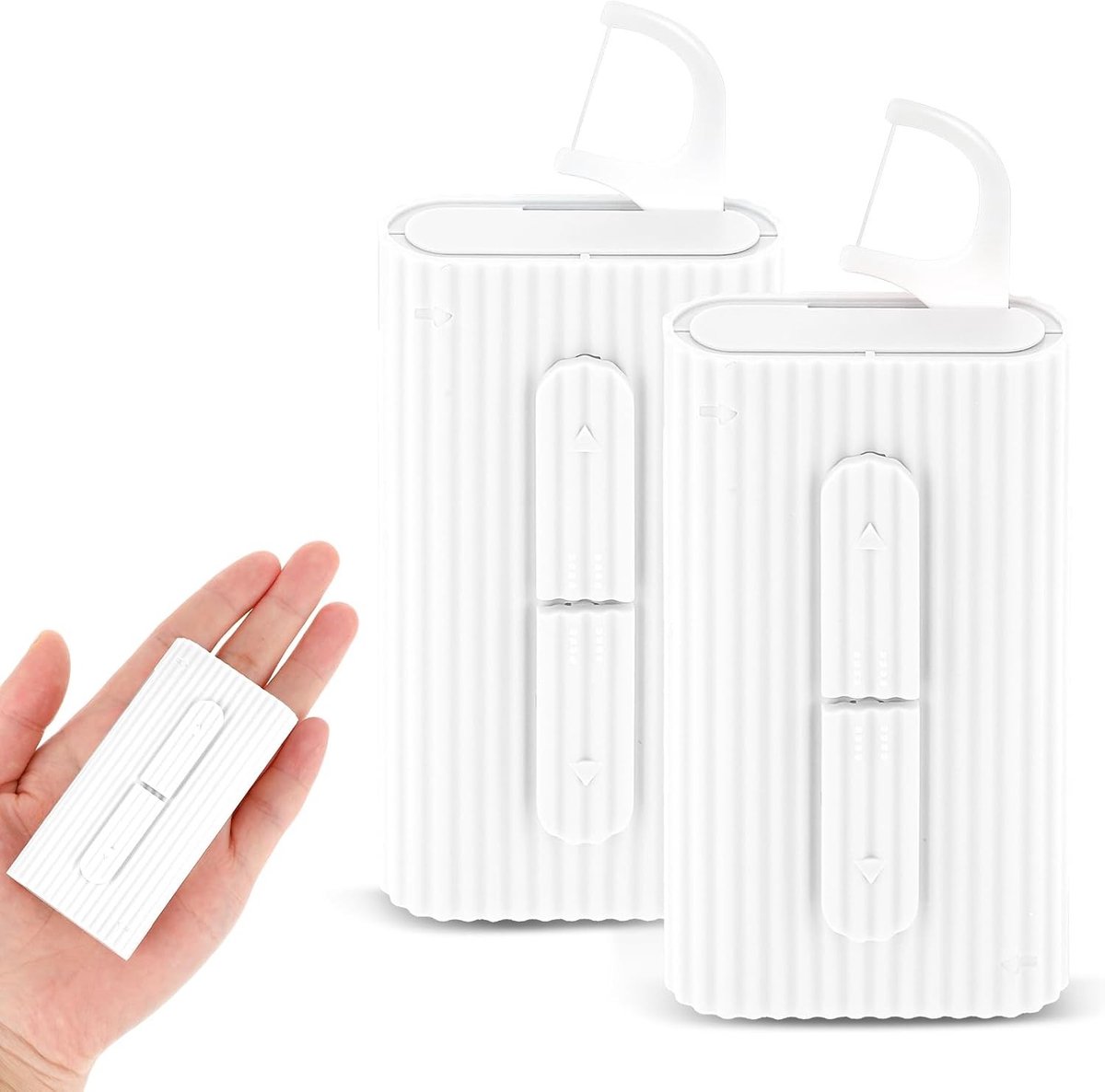 Draagbare Flosdozen voor Tanden, 2 Stuks, Navulbare Floshouder en Flos Picks voor Reizen, Tandheelkundige Verzorging en Tandenreiniging met 10 Flos Picks per Doos (Wit)