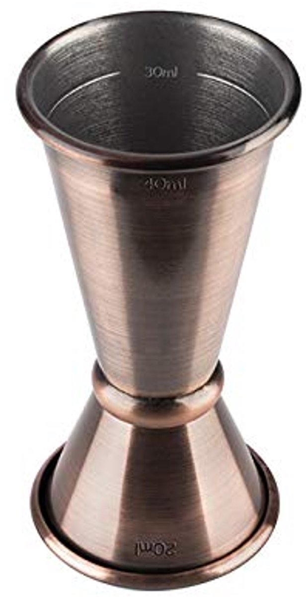 Buddy´s Bar - jigger barmaat - 2 en 4 cl - antiek koper - RVS