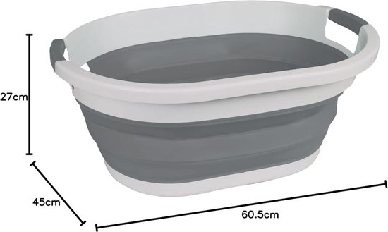 Opvouwbare wasmand - Wasbak opklapbaar - Ruimtebesparend opbergen - BPA-vrij kunststof - 36 Liter - Wit-grijs — afbeelding 3