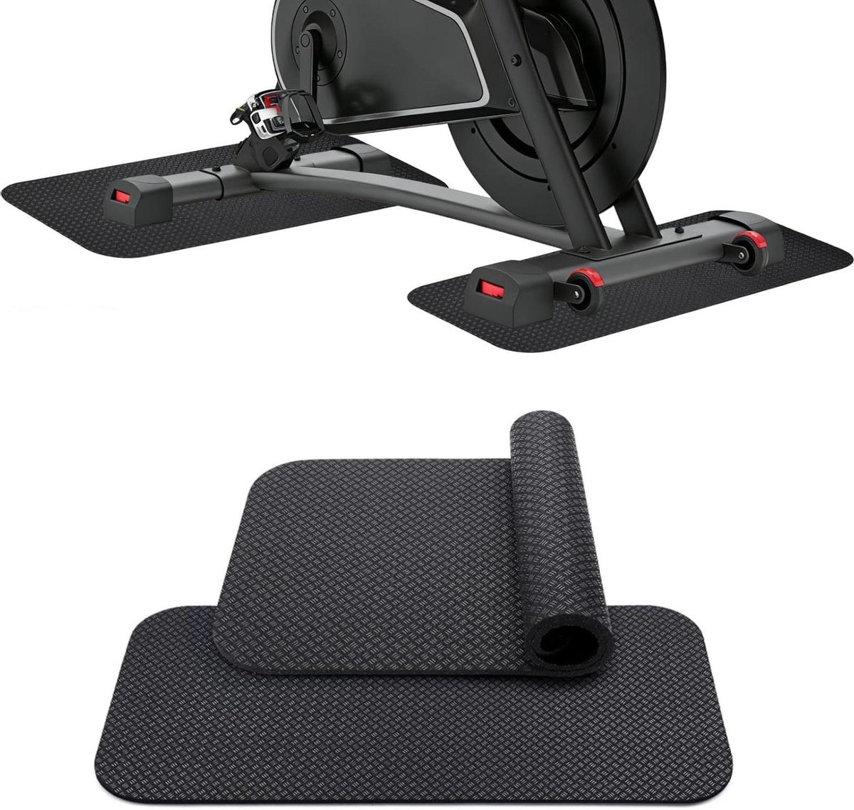 Vloerbeschermingsmat Fitnessapparaten - Onderlegger Loopband Hometrainer - Apparatuur Beschermen - Dubbelzijdig Antislipontwerp - 63.5 x 30 cm - Zwart