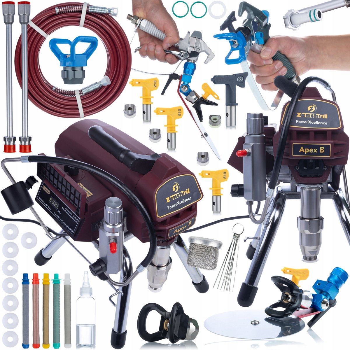 Zenthril Airless Verfspuit Apex B - Brushless 2500W, 20MPa (200bar) - 3,2L/min, 15m Slang