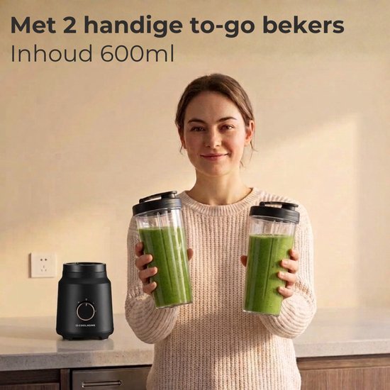 FusionPro Smoothie Blender To Go - Inclusief 2 Bekers - 2 Snelheden en Pulse functie - 320W - CoolHome van CoolHome — afbeelding 5
