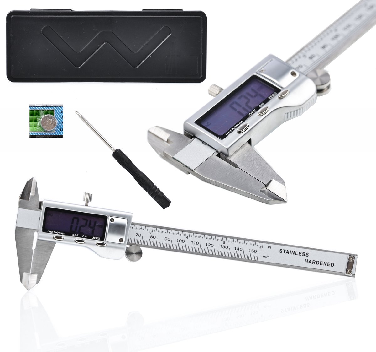 Rosfix Elektronische Schuifmaat l 150 mm - Grote LCD, RVS Precisie 0,01 mm