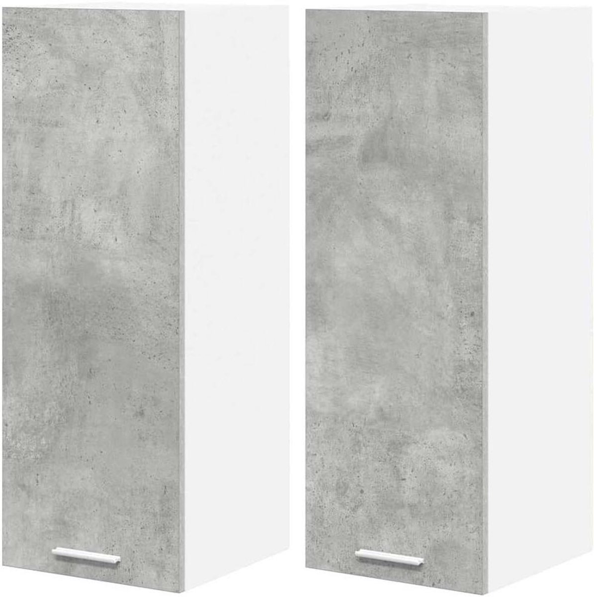 Moderne Keukenkast - Hangend Keukenkastje - Keuken Organiseren - Twee Deuren - 30 x 31 x 80 cm - Betongrijs Wit