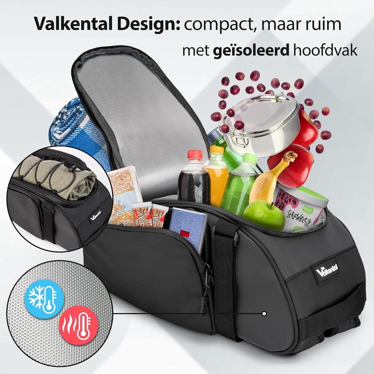 Fietstas - Zwart - 10 litres - Isolerende Bagagedragertas met Rugzakfunctie - Voor Fietsen