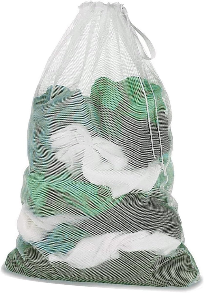 Droognet - Wit - 60 x 90 cm - Robuust Polyester Mesh Waszak - Voor Delicate Kledingstukken