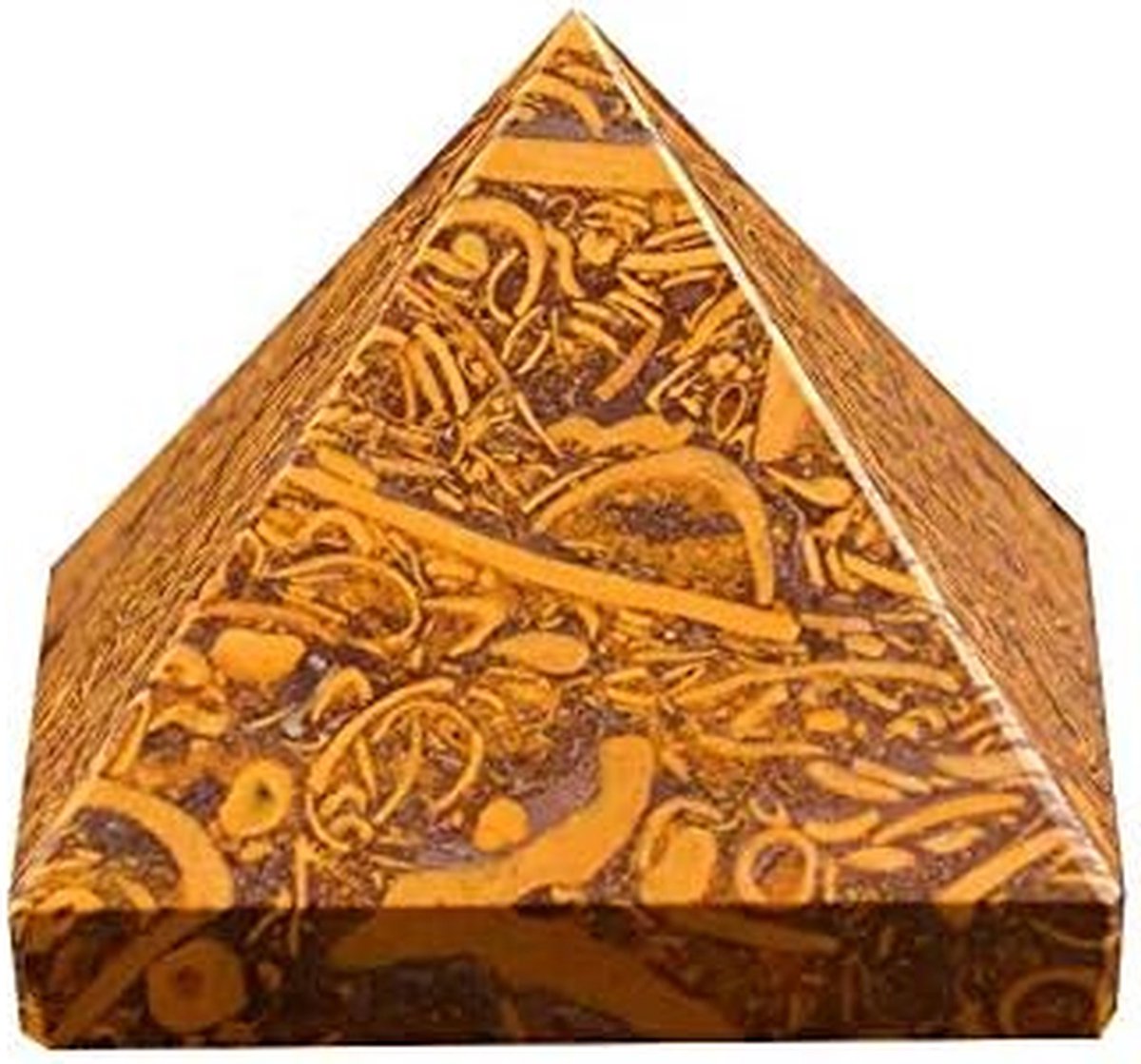 Gouden Kristallen Piramide - Natuursteen Decoratie - Woondecoratie - Unieke Natuurlijke Textuur - 40-45 mm - Goud