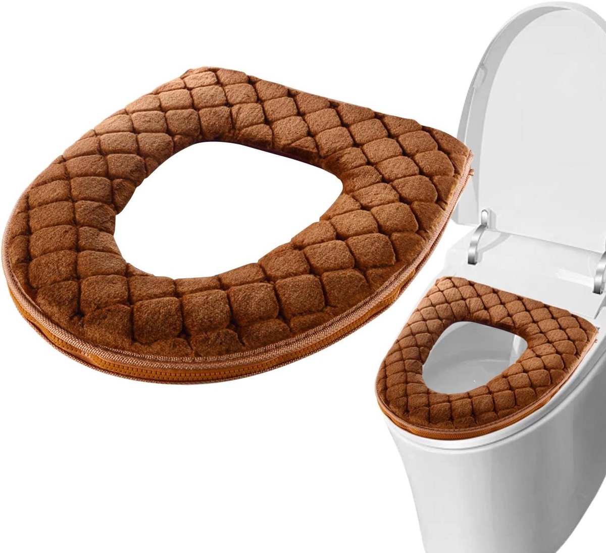 Toiletstoelverwarming - Toiletbril Pad - Comfortabel Zitten - Verdikt Fluweel - 43x37 cm - Bruin