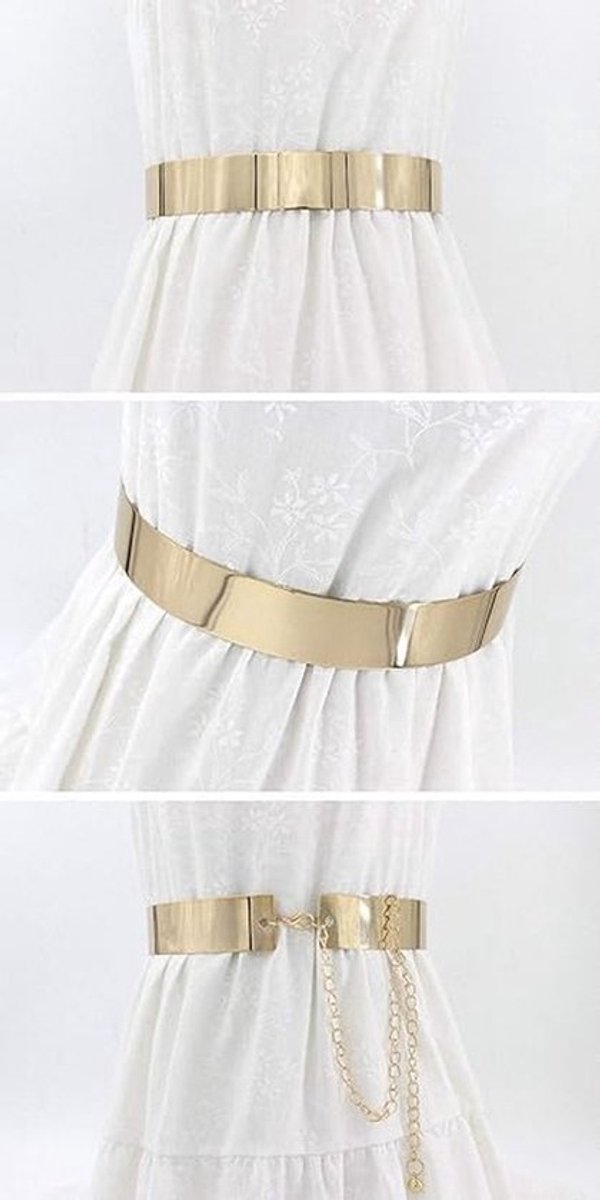 Riem Elegante Full Metal Design - Tailleband - Skinny Riem - Gouden/Zilveren Riem - Perfecte Lichaamscurve - Solide Plaatdesign