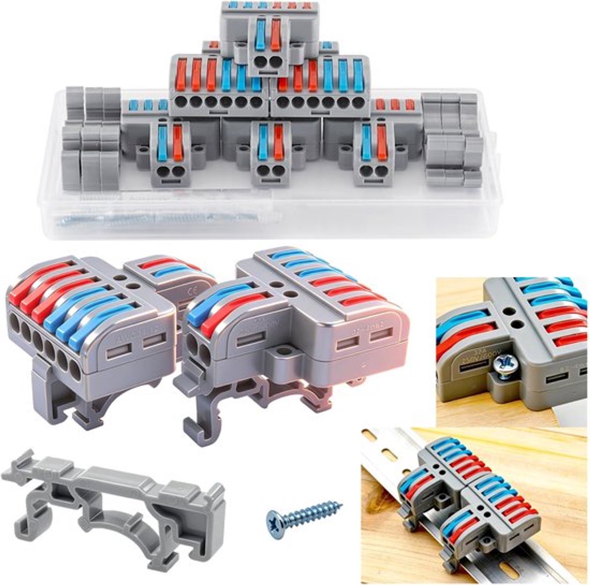 Set van 6 Druk Snelkoppelbare Draadconnectoren 14AWG