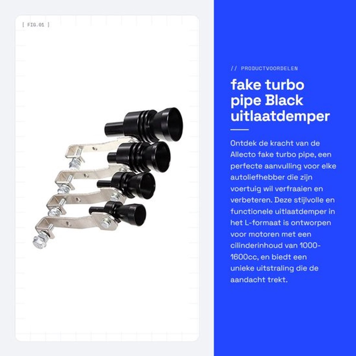 Uitlaat Verstelbaar - Uitlaatsierstuk - Demper - Turbo Pijp - Aluminium - Geschikt voor 1000-2400cc - Uitlaatpijp