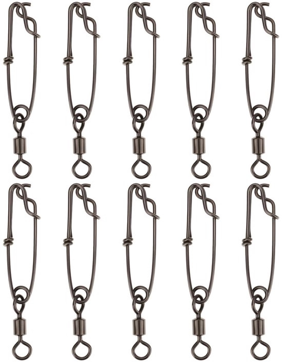 Vissnoer 10PCS - Heavy Duty - Zoutwatervissen - Lange Lijn - Snaps - Roestvrij Staal - Max. Treksterkte 128 kg - Visclips