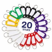 Knaak Sleutellabels met Etiket - 20 Stuks - Gekleurd - Inclusief Sleutelring - Schrijfbaar