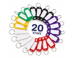 Knaak Sleutellabels met Etiket - 20 Stuks - Gekleurd - Inclusief Sleutelring - Schrijfbaar