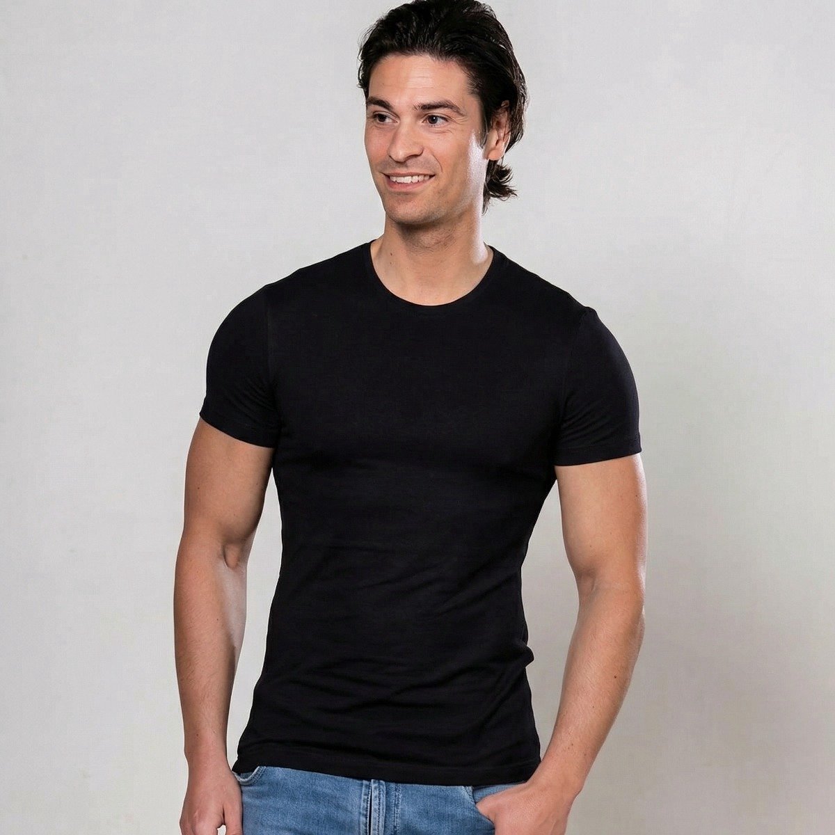 Alca Fashion - V-Shape - Heren T-Shirt Ronde Hals - Zwart - 2XL