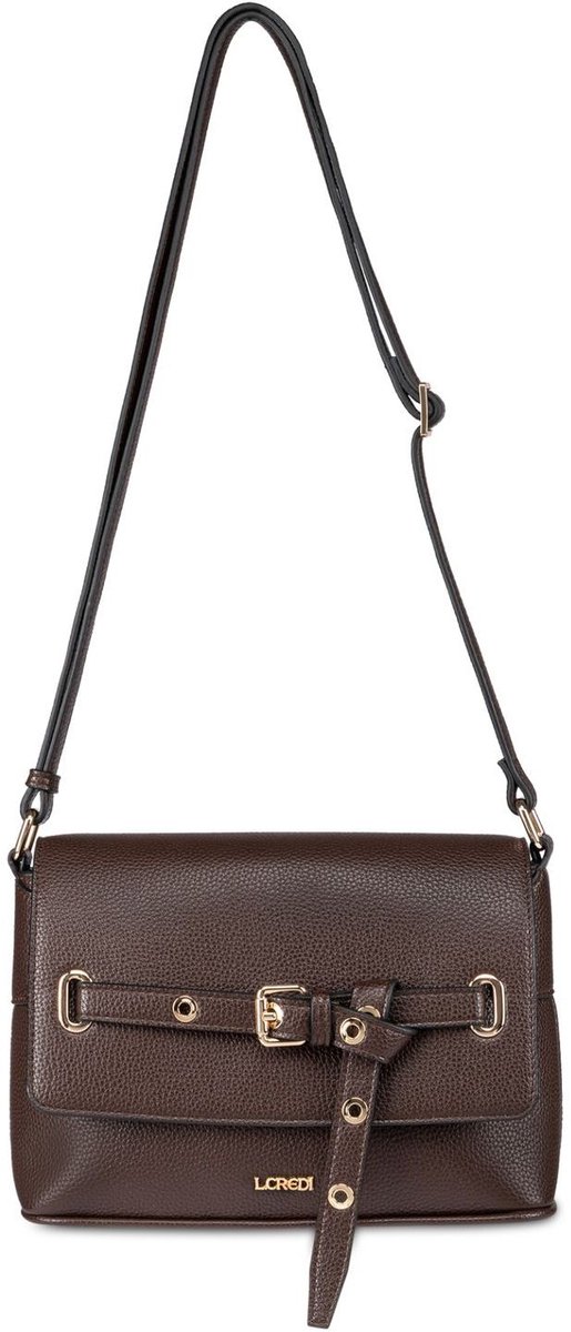 L.CREDI schoudertas Sadette Crossbody Bag Chocolate donkerbruin