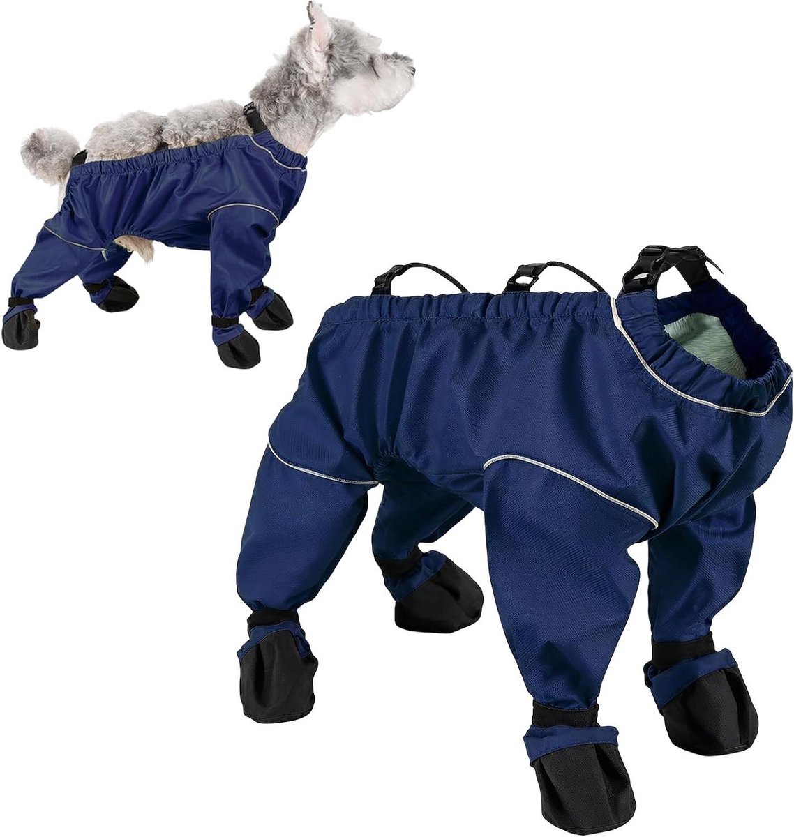 Hondenjas met Laarzen - Hondenkleding Winterjas - Bescherming tegen Kou - Geïntegreerde Antislip Zool - Maat XS - Donkerblauw