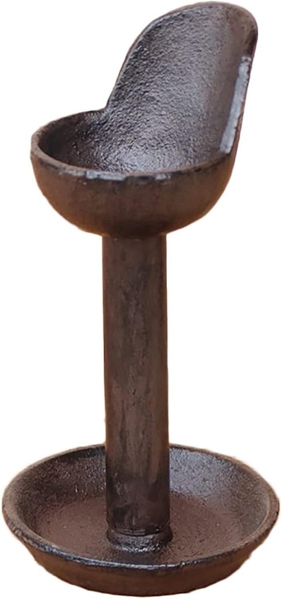 Gietijzeren Kaarsenhouder - Metalen Kandelaar - Huisdecoratie - Vintage Stijl - 8.7 cm x 17 cm - Zwart