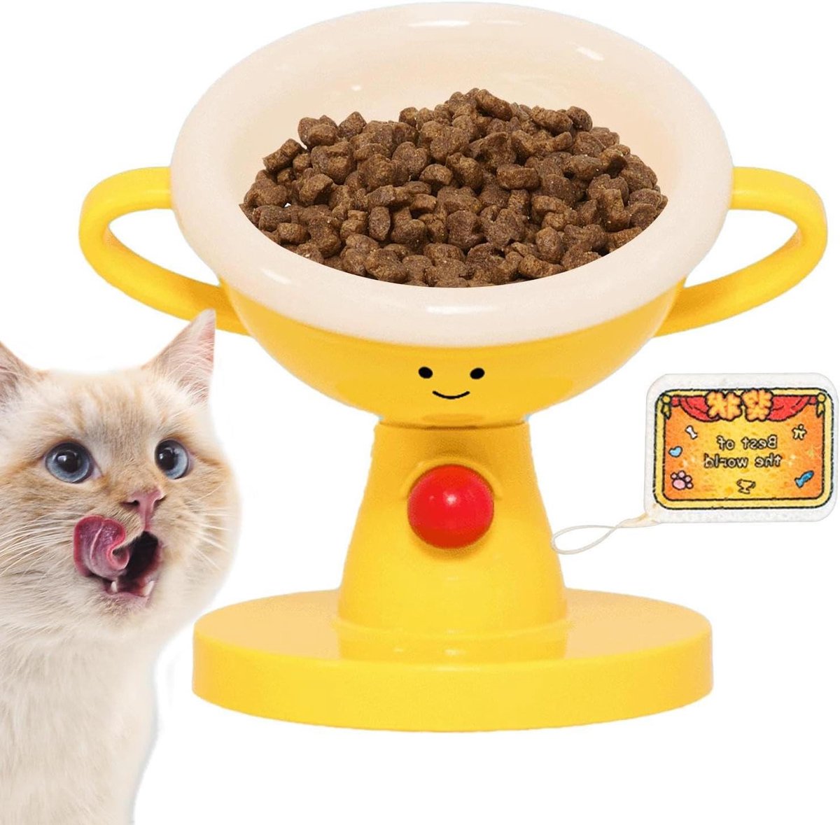 Verhoogde Katten Eetbak - Voerbak Huisdier - Ergonomisch Voeren - 5 Hoogtes Kantelbaar - 17x17x13 cm - Keramiek