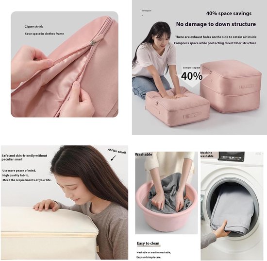 Zware Compressie Opbergzak - Verhuis Tas Ruimtebesparend - Dekbedden Opbergen - Dubbel Versterkte Ritsen - 54 x 42 x 60CM — afbeelding 5