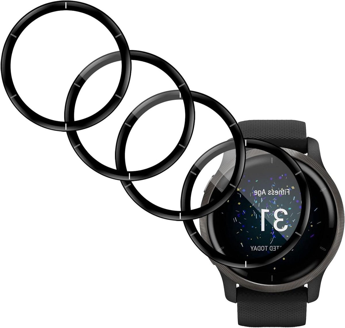 Screenprotector Garmin Venu 2 - Displayfolie Horloge - Horloge Beschermen - 3D Gebogen Randen - 45 mm - Transparant