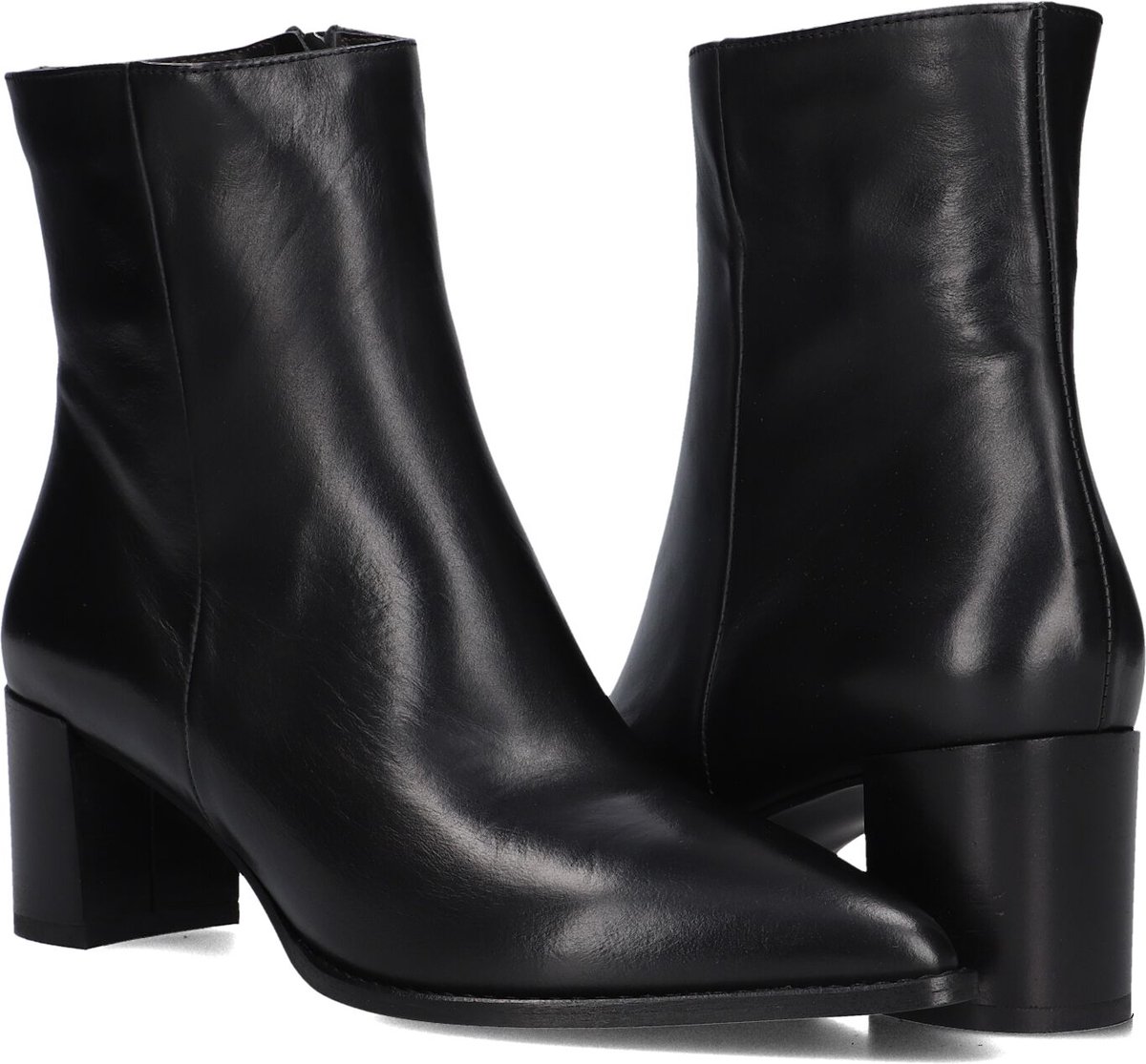 Notre-V 35239 Enkellaarsjes - Enkelboots met rits - Dames - Zwart - Maat 38