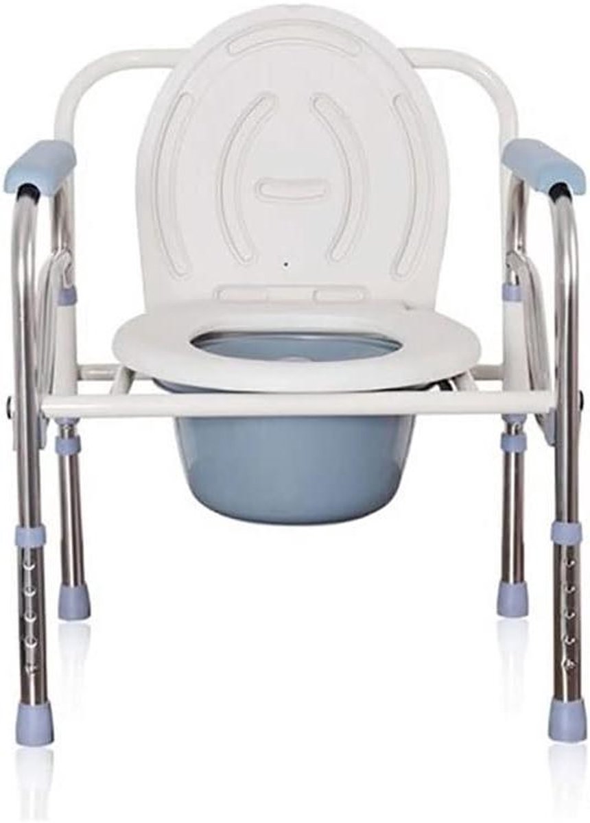 Opvouwbare Toiletstoel - Nachttoilet Campingtoilet - Ondersteuning Mobiliteit - In Hoogte Verstelbaar - 150 kg Draagvermogen - Wit