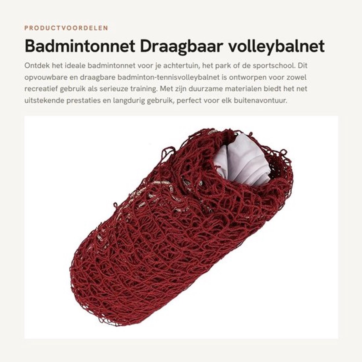 Badmintonnet Draagbaar - Inklapbaar Tennis/Volleybalnet - Duurzaam - Geschikt voor Buiten - Eenvoudig Op te Bergen - Afmetingen 6,5 x 0,5 m - Sportnet