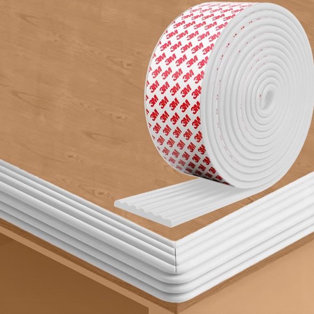 Tafelrandbescherming Zelfklevend - 2m - Breedte 8 cm - Dikte 0,8 cm - Hoekbescherming - Schuimrubber - Veilig en niet giftig