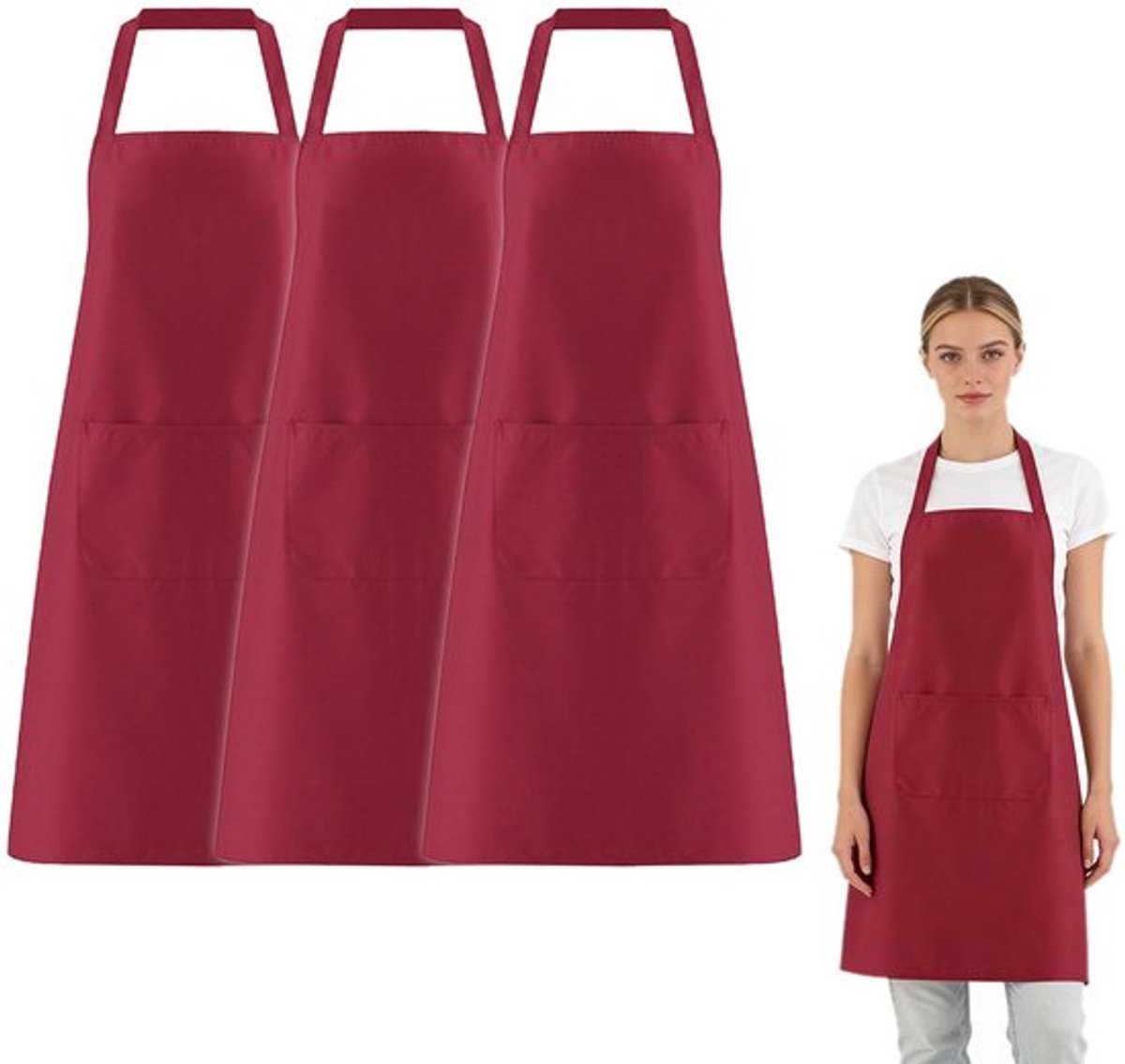 Kookschorten 3 stuks - Oversized - Polyester - 2 zakken - Lichtgewicht - Duurzaam - Maat 60 x 70 cm - Schorten