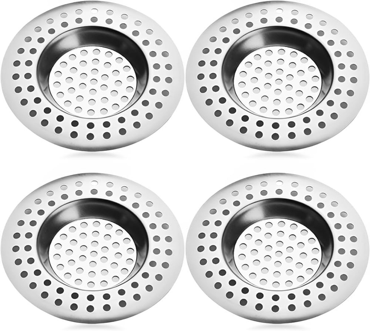 Roestvrijstalen keuken-gootsteen zeefplug - Zilver - 77 mm diameter - Roestvrijstaal afvoerfilter met 90 gaten - Voor badkamer en keuken