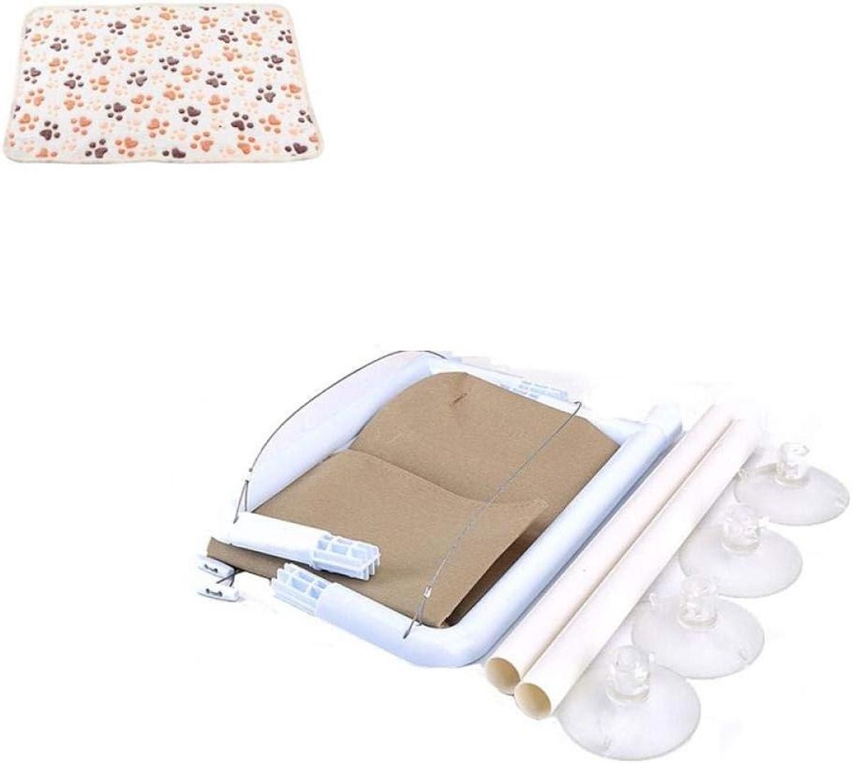 Kattenhangmat - Kattenmand Raam - Ontspannen Uitzicht - Sterke Zuignappen - 55 x 35 cm - Grijs