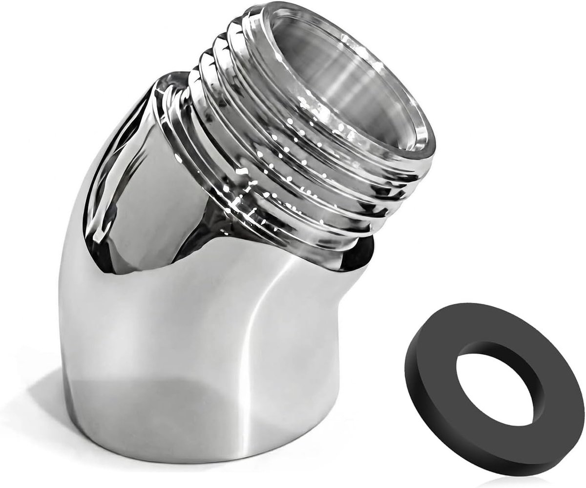 Regendouche deluxe - Messing Haakse Douchekop Adapter - G1/2 Schroefdraad - Verlenging met 135° Hoek - Voor Douchekop en Regendouche