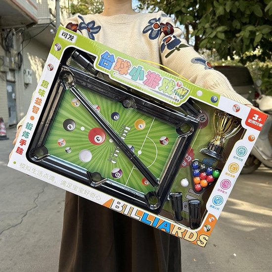 Desktop Biljartset - Mini Pooltafel - Interactief Spel - Compact Ontwerp - 29x8x20cm - Veelkleurig — afbeelding 2