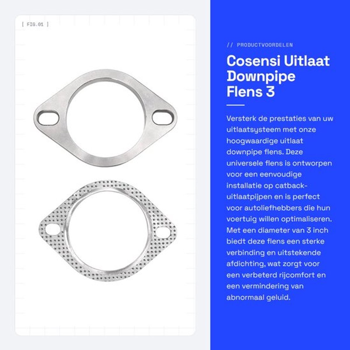 Uitlaat Downpipe Flens - 2 Bouten - 3 Inch - Metaallegering - Universeel - Hoge Sterkte - Eenvoudige Installatie - Uitlaatflens
