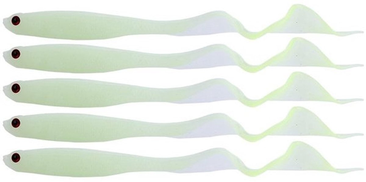Swimbait 5 Stuks 13 cm - Kunstmatige Vis Aas - Lichtgevend - PVC - Krullende Staart - Voor Roofvis - Visaas