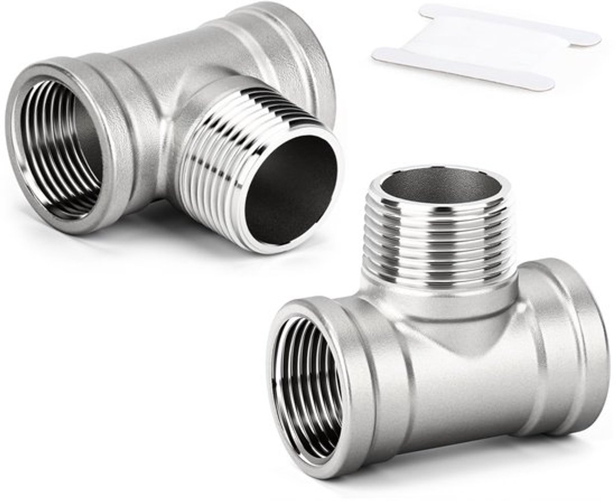 T-stuk 304 Roestvrij Staal - 1/4" Mannelijke/Vrouwelijke BSP-Schroefdraad - Driewegkoppeling - Lekvrije Verbinding - Professionele Hardware - Fitting