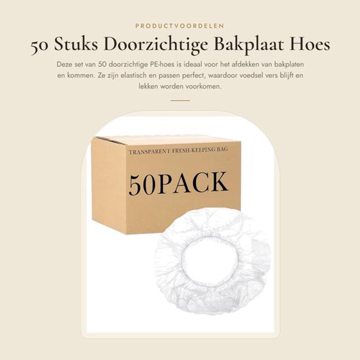 Bakplaathoezen 50 Stuks - Doorzichtige PE-afdekkingen - Herbruikbare Lekvrije Deksels - Elastische Hoes - Voedselopslag - Compatibel met 38 x 25 cm Bakplaat - Voedselafdekking
